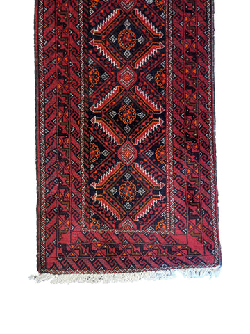 284 x 60 cm Persian Baluch Traditional Red Rug - Rugoutlet