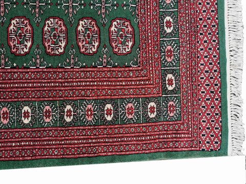 285 x 190 cm Bukhara Traditional Green Large Rug - Rugoutlet