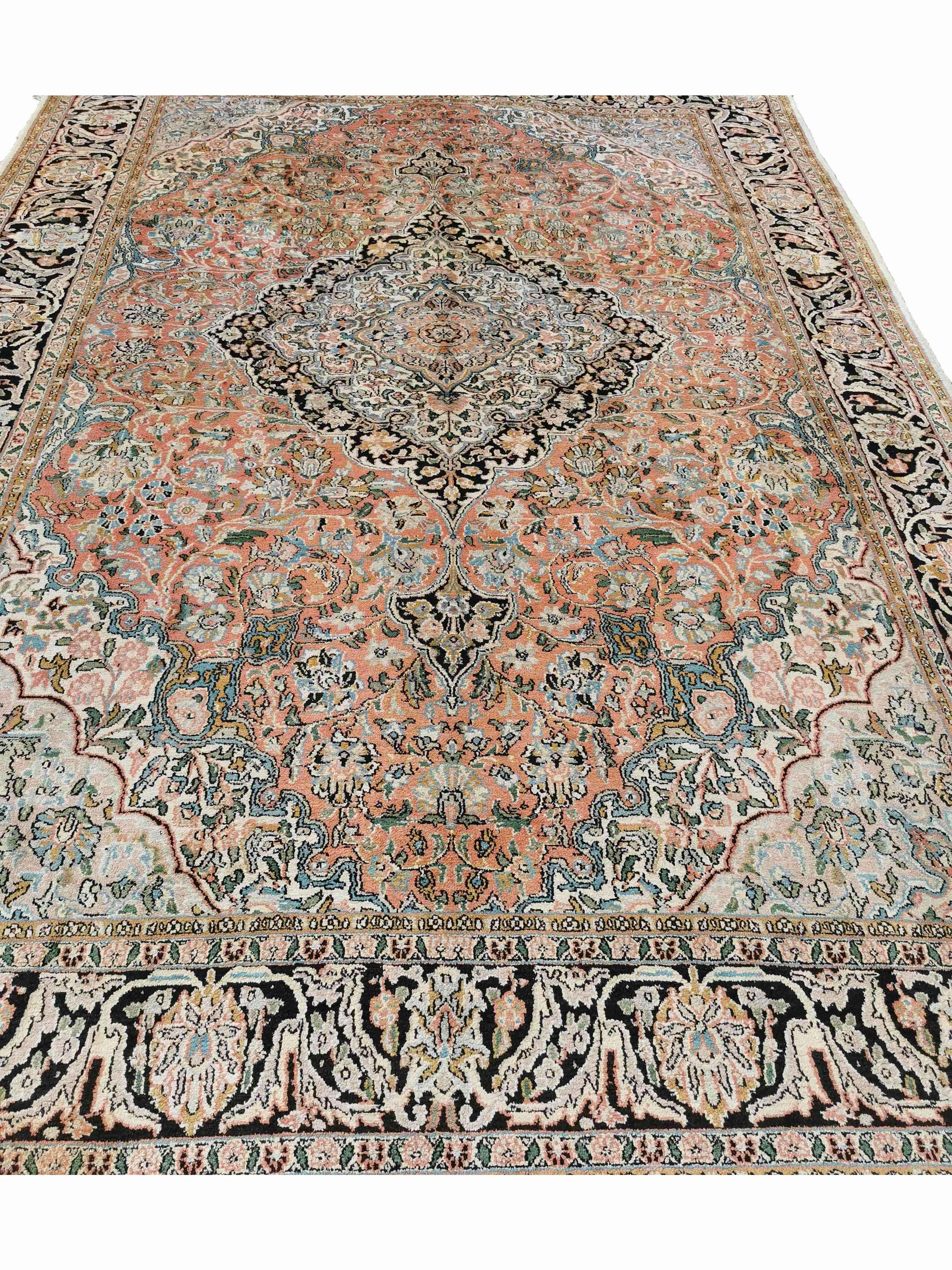 288 x 181 cm Kashmir silk Traditional Orange Large Rug - Rugmaster