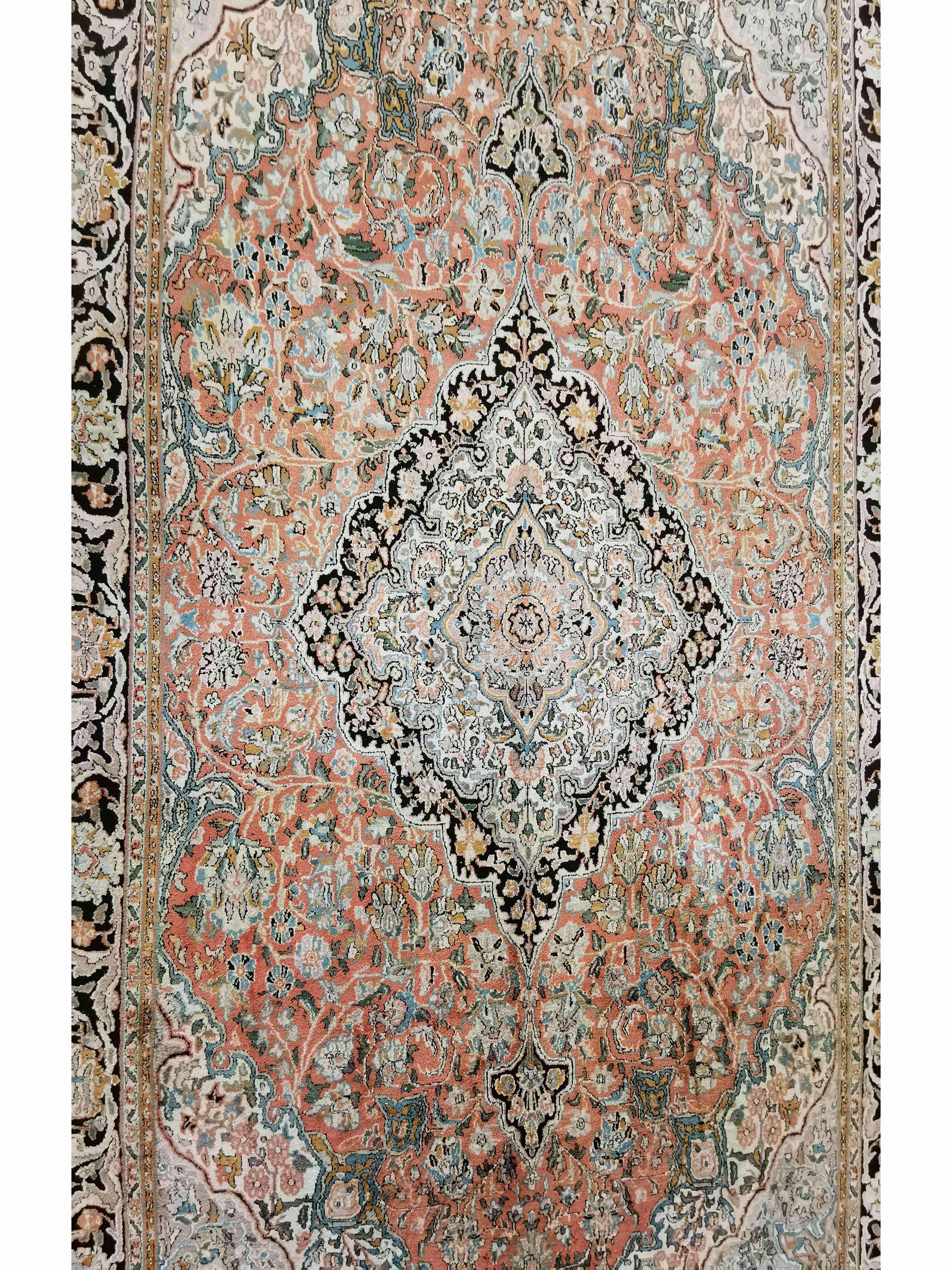 288 x 181 cm Kashmir silk Traditional Orange Large Rug - Rugmaster