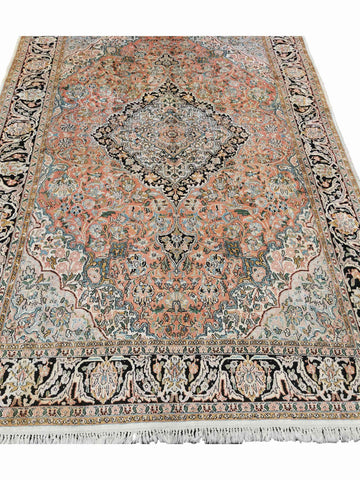 288 x 181 cm Kashmir silk Traditional Orange Large Rug - Rugoutlet