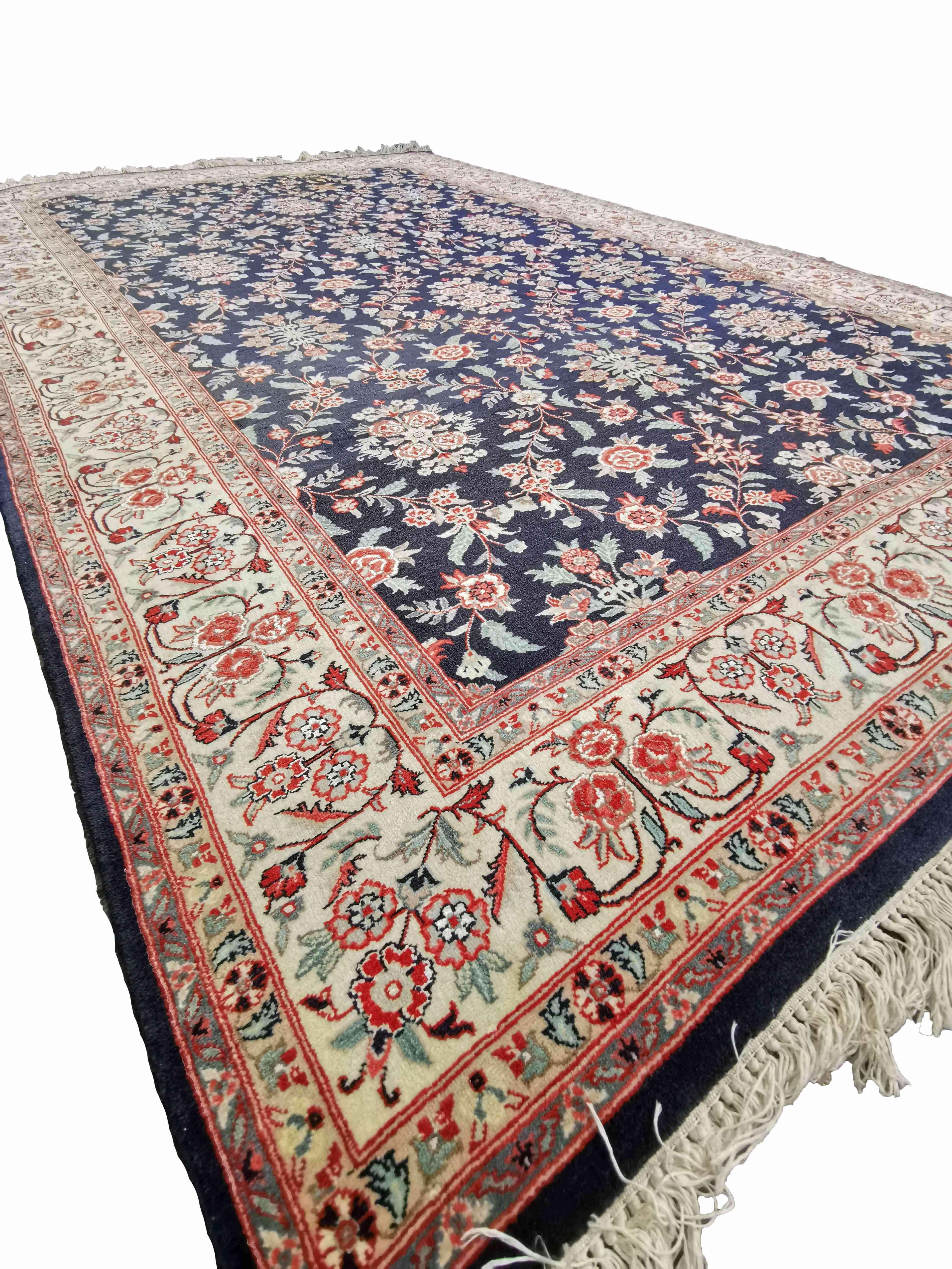 288 x 184 cm Kashan Silk Traditional Black Large Rug - Rugmaster