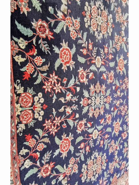 288 x 184 cm Kashan Silk Traditional Black Large Rug - Rugoutlet