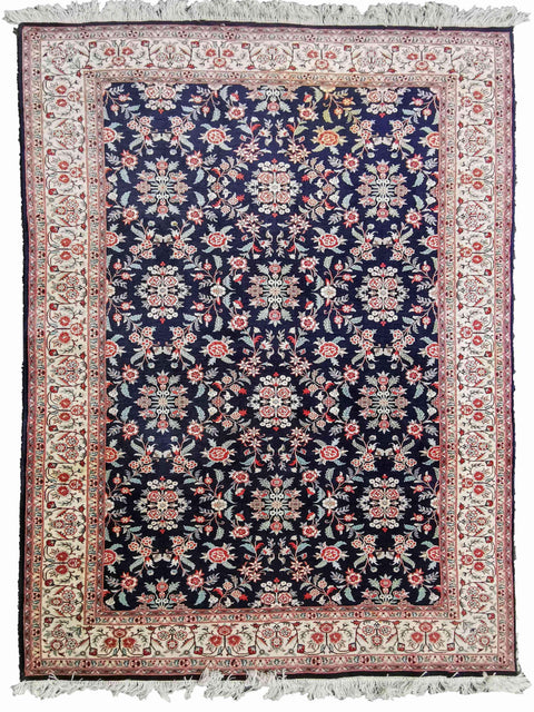 288 x 184 cm Kashan Silk Traditional Black Large Rug - Rugoutlet
