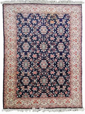 288 x 184 cm Kashan Silk Traditional Black Large Rug - Rugoutlet