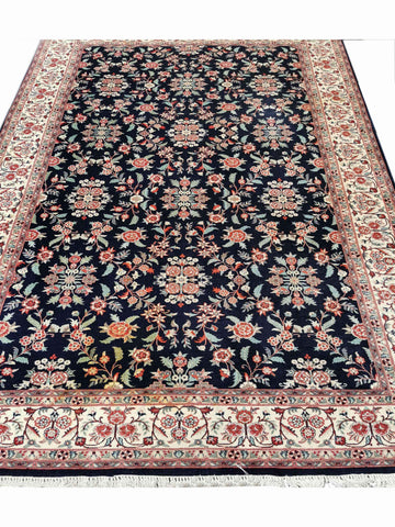 288 x 184 cm Kashan Silk Traditional Black Large Rug - Rugoutlet