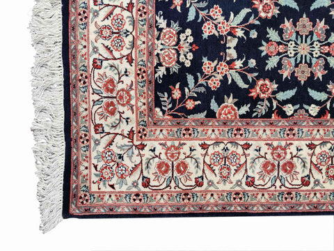 288 x 184 cm Kashan Silk Traditional Black Large Rug - Rugmaster