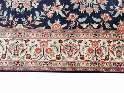 288 x 184 cm Kashan Silk Traditional Black Large Rug - Rugmaster