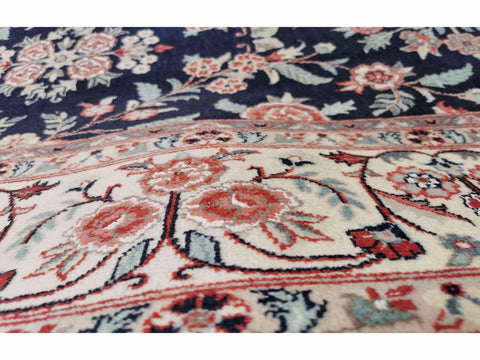288 x 184 cm Kashan Silk Traditional Black Large Rug - Rugmaster