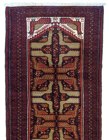 Persian Baluch Red Wool Rug 289 x 68 cm (9.48 x 2.23 ft)