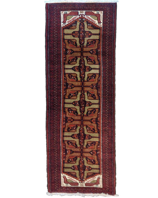 289 x 68 cm Persian Baluch Traditional Red Rug - Rugoutlet