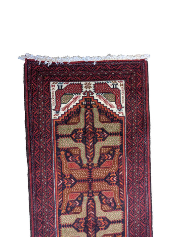 289 x 68 cm Persian Baluch Traditional Red Rug - Rugoutlet