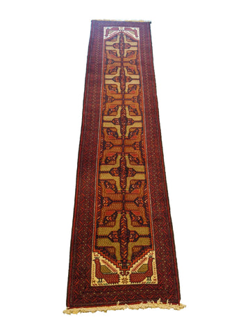 289 x 68 cm Persian Baluch Traditional Red Rug - Rugoutlet