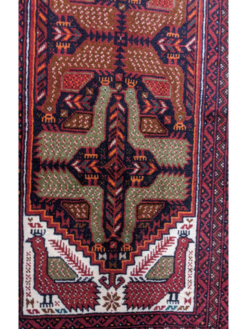 289 x 68 cm Persian Baluch Traditional Red Rug - Rugoutlet