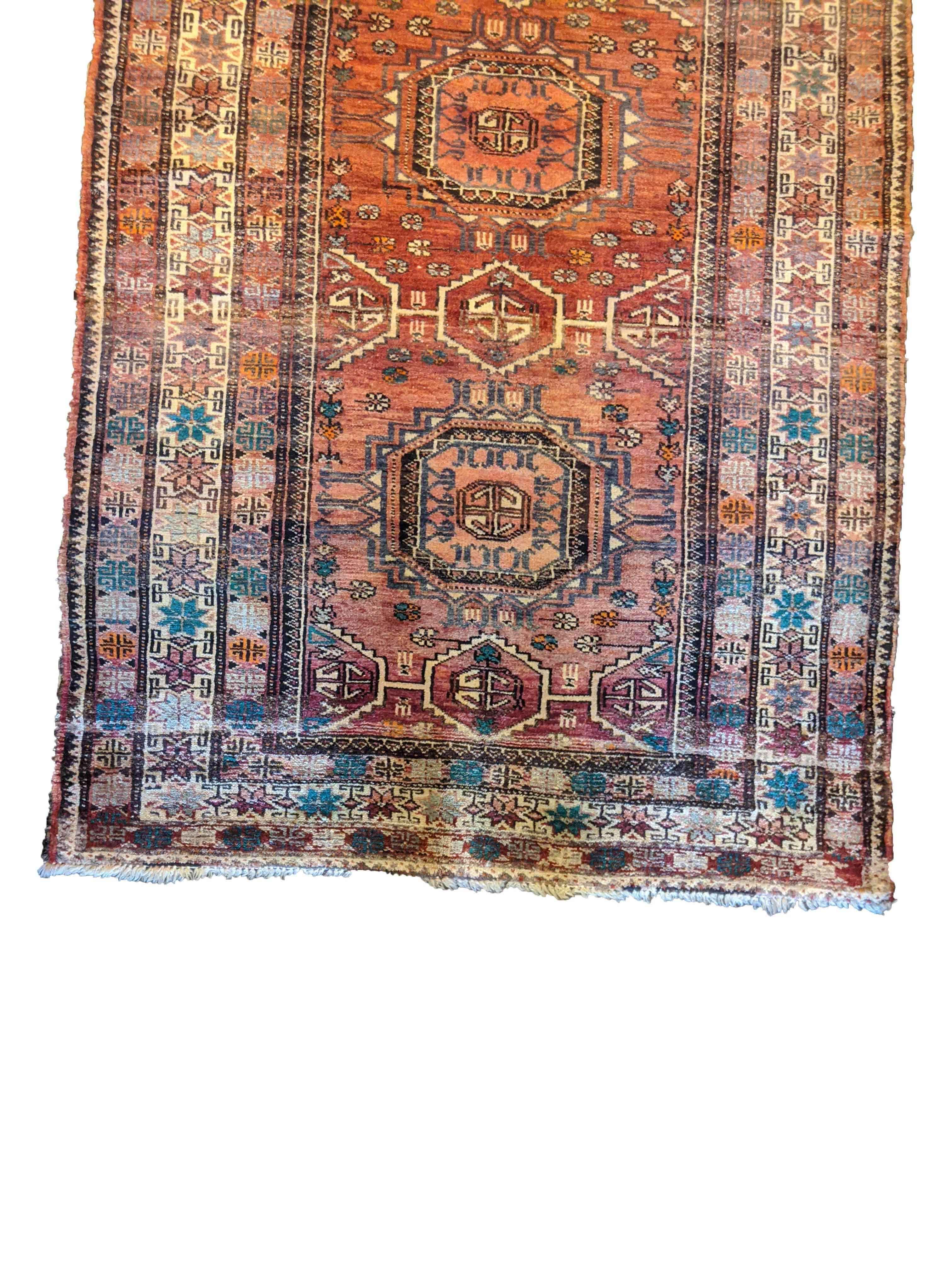 290 x 105 cm Old Persian Baluch Traditional Red Rug - Rugoutlet