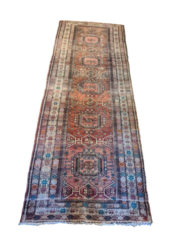 290 x 105 cm Old Persian Baluch Traditional Red Rug - Rugoutlet