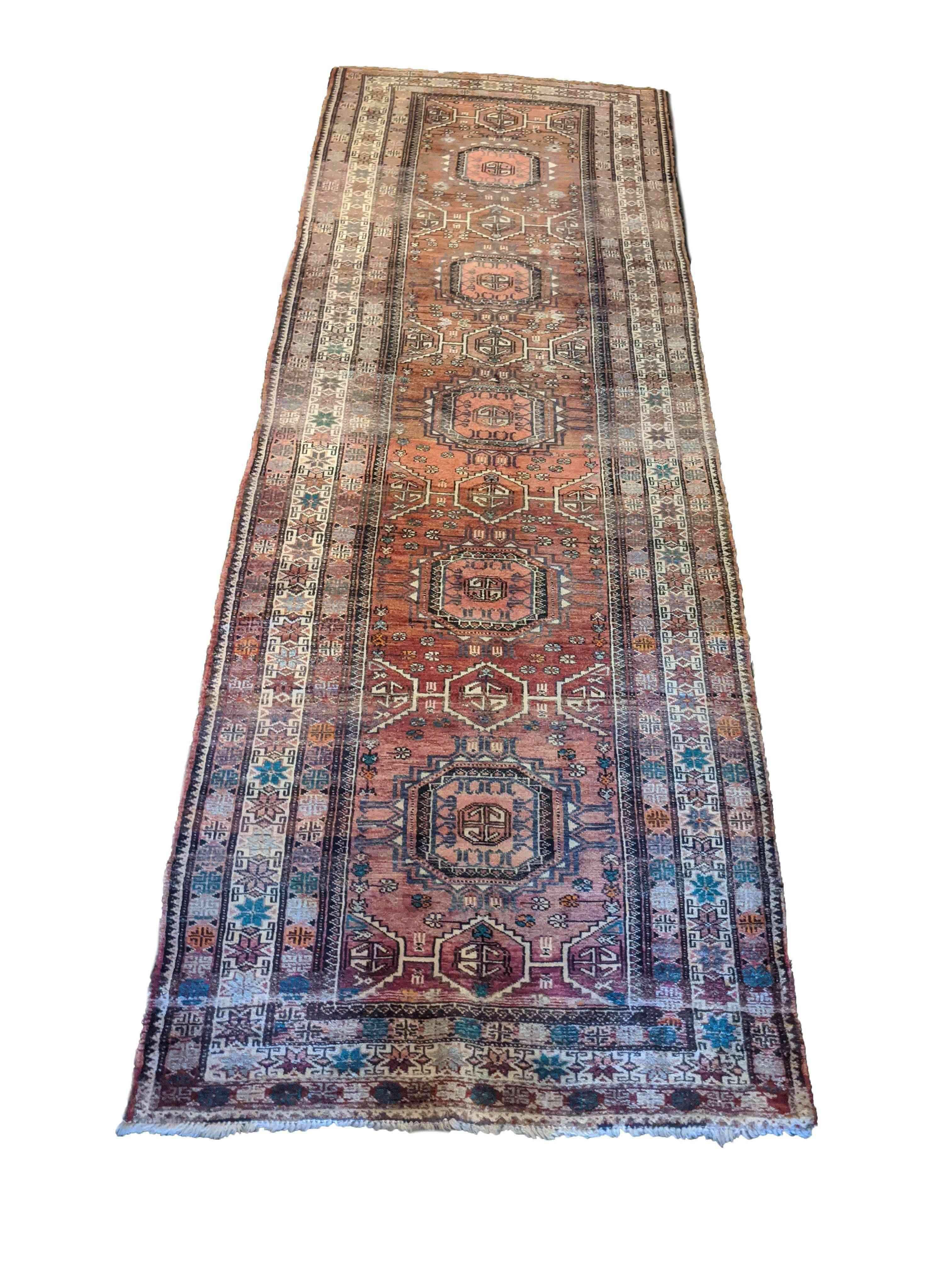 290 x 105 cm Old Persian Baluch Traditional Red Rug - Rugoutlet