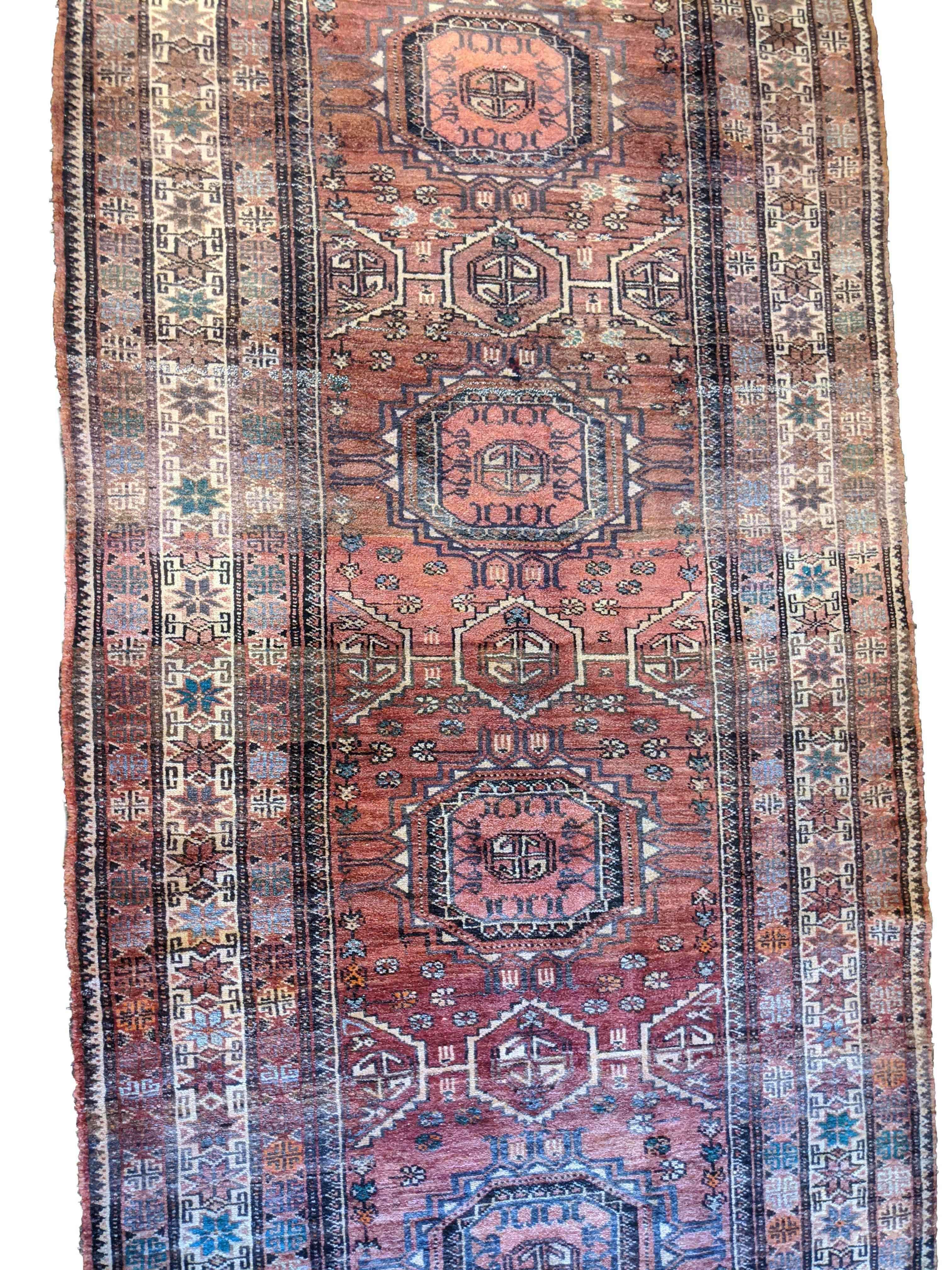 290 x 105 cm Old Persian Baluch Traditional Red Rug - Rugoutlet