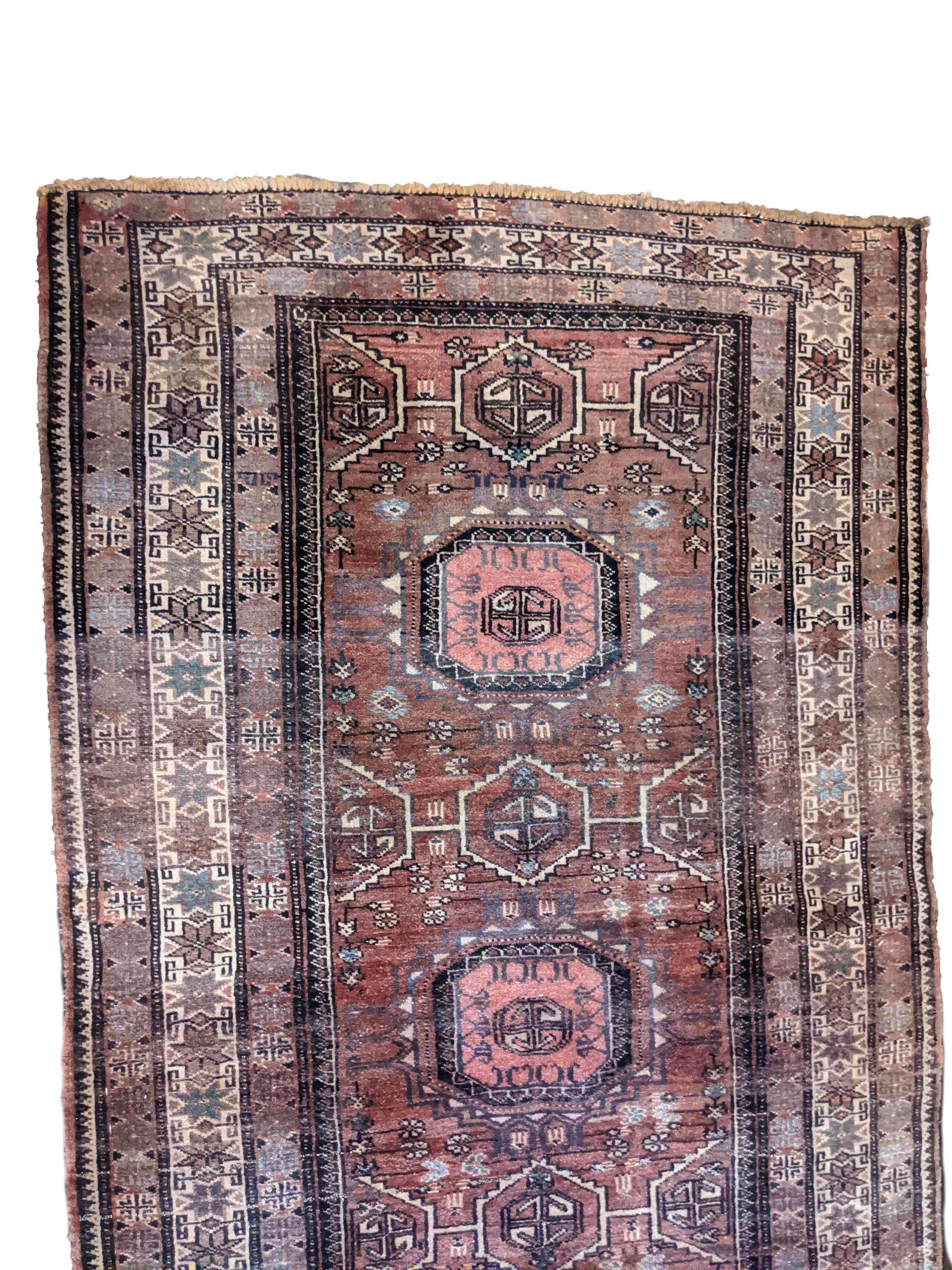 290 x 105 cm Old Persian Baluch Traditional Red Rug - Rugoutlet