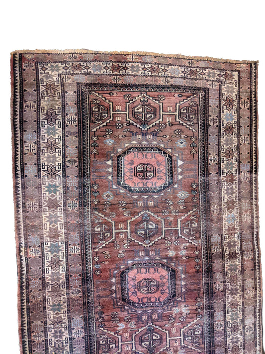 290 x 105 cm Old Persian Baluch Traditional Red Rug - Rugmaster