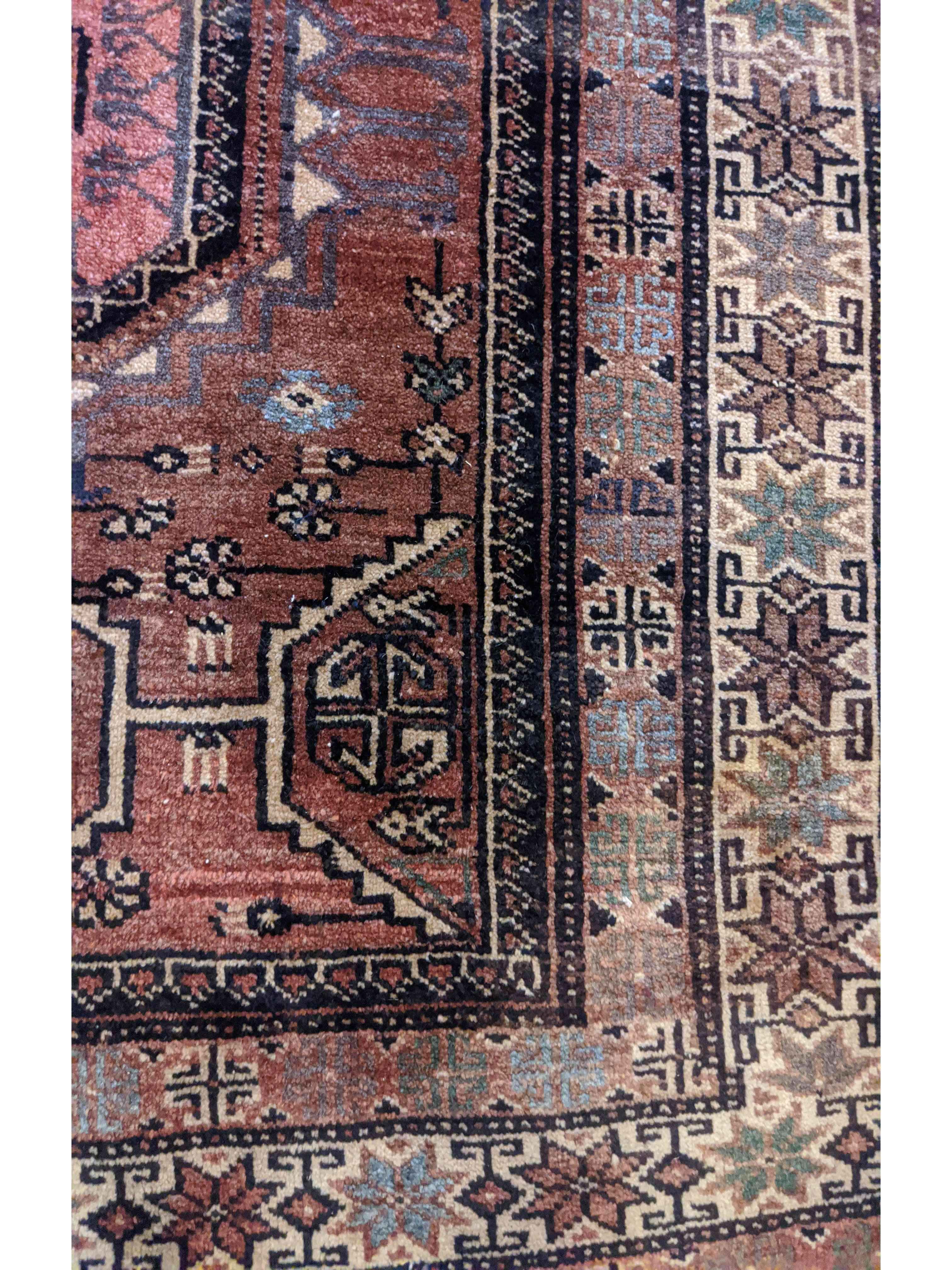 290 x 105 cm Old Persian Baluch Traditional Red Rug - Rugoutlet