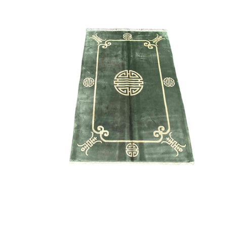 290 x 183 cm Old Chinese Traditional Green Large Rug - Rugmaster