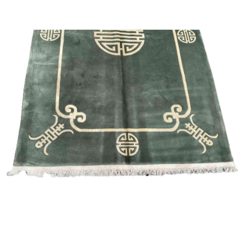 290 x 183 cm Old Chinese Traditional Green Large Rug - Rugmaster