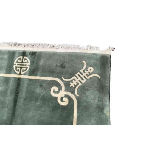 290 x 183 cm Old Chinese Traditional Green Large Rug - Rugmaster