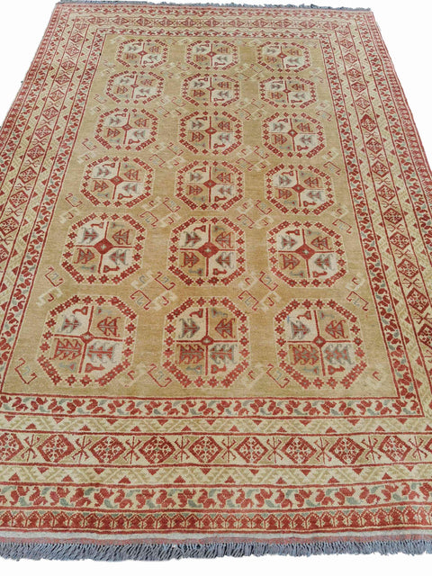 290 x 198 cm Turkomen Traditional Yellow Large Rug - Rugoutlet