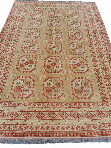 290 x 198 cm Turkomen Traditional Yellow Large Rug - Rugoutlet