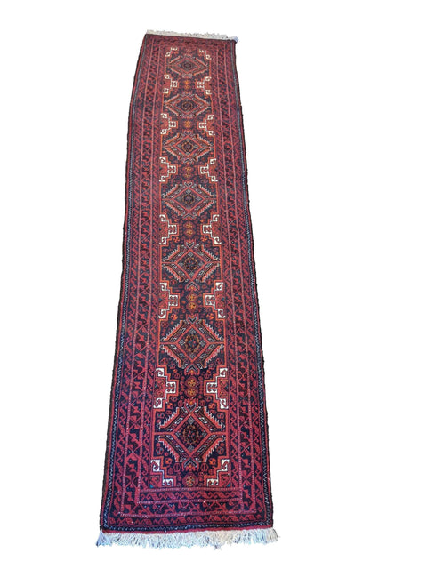 290 x 60 cm Persian Baluch Traditional Red Rug - Rugoutlet