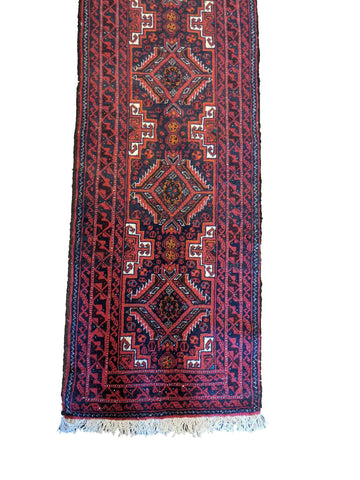 290 x 60 cm Persian Baluch Traditional Red Rug - Rugoutlet