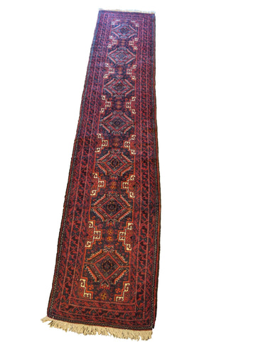 290 x 60 cm Persian Baluch Traditional Red Rug - Rugoutlet