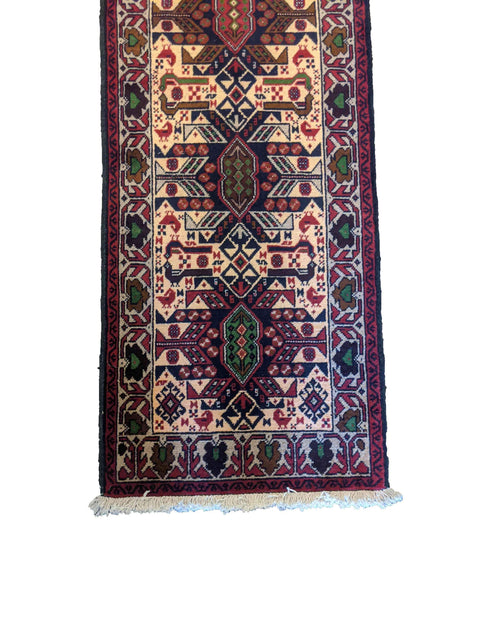 290 x 61 cm Persian Baluch Traditional Red Rug - Rugoutlet