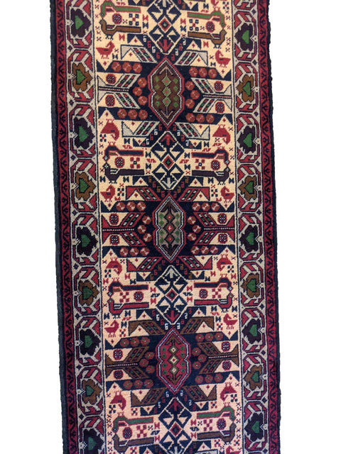 290 x 61 cm Persian Baluch Traditional Red Rug - Rugoutlet
