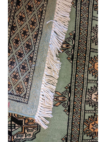 290 x 74 cm Pakistan Bukhara Traditional Green Rug - Rugoutlet