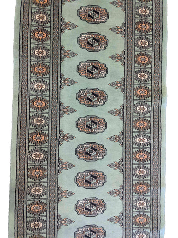 290 x 74 cm Pakistan Bukhara Traditional Green Rug - Rugoutlet