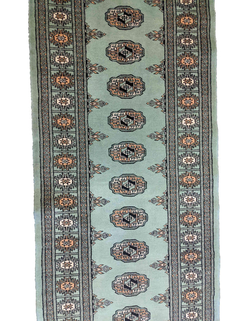 290 x 74 cm Pakistan Bukhara Traditional Green Rug - Rugoutlet