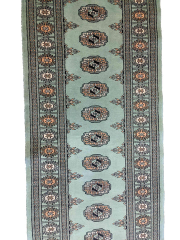 290 x 74 cm Pakistan Bukhara Traditional Green Rug - Rugoutlet