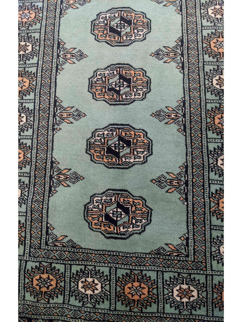 290 x 74 cm Pakistan Bukhara Traditional Green Rug - Rugoutlet