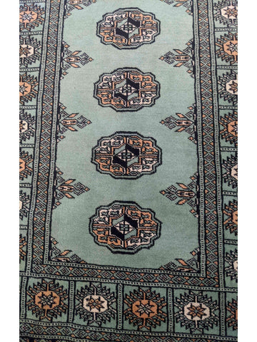 290 x 74 cm Pakistan Bukhara Traditional Green Rug - Rugoutlet