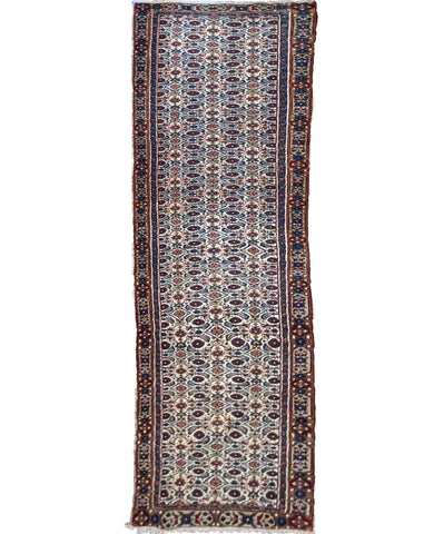 290 x 78 cm Persian Hamadan Traditional Blue Rug - Rugoutlet