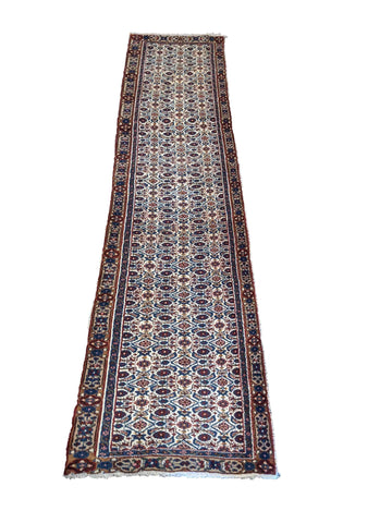 290 x 78 cm Persian Hamadan Traditional Blue Rug - Rugoutlet