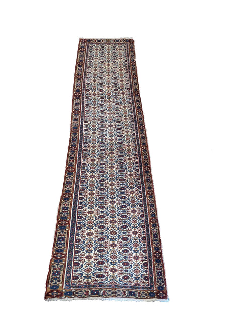 290 x 78 cm Persian Hamadan Traditional Blue Rug - Rugoutlet