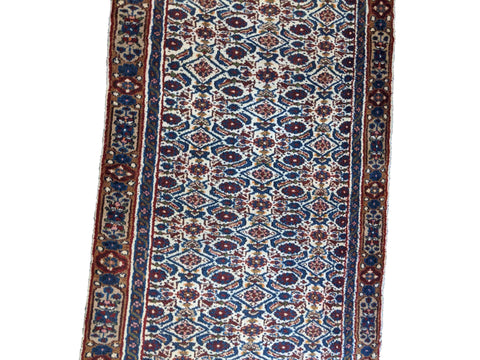 290 x 78 cm Persian Hamadan Traditional Blue Rug - Rugoutlet