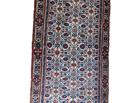 290 x 78 cm Persian Hamadan Traditional Blue Rug - Rugoutlet