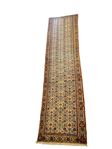 290 x 78 cm Persian Hamadan Traditional Blue Rug - Rugoutlet