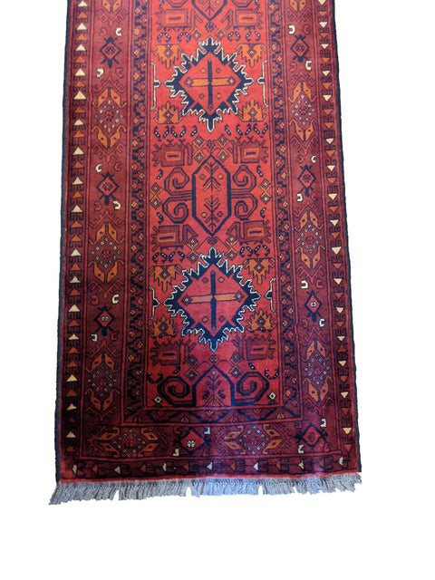 290 x 79 cm Afghan Khan Tribal Red Rug - Rugoutlet
