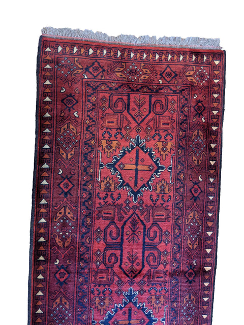 290 x 79 cm Afghan Khan Tribal Red Rug - Rugoutlet