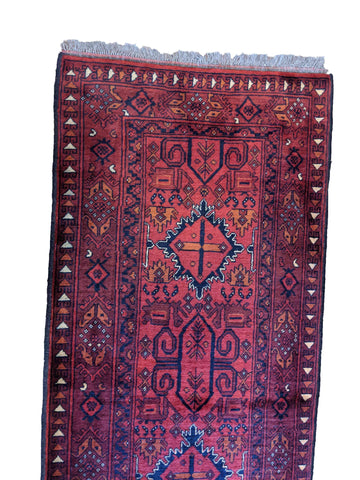 290 x 79 cm Afghan Khan Tribal Red Rug - Rugoutlet